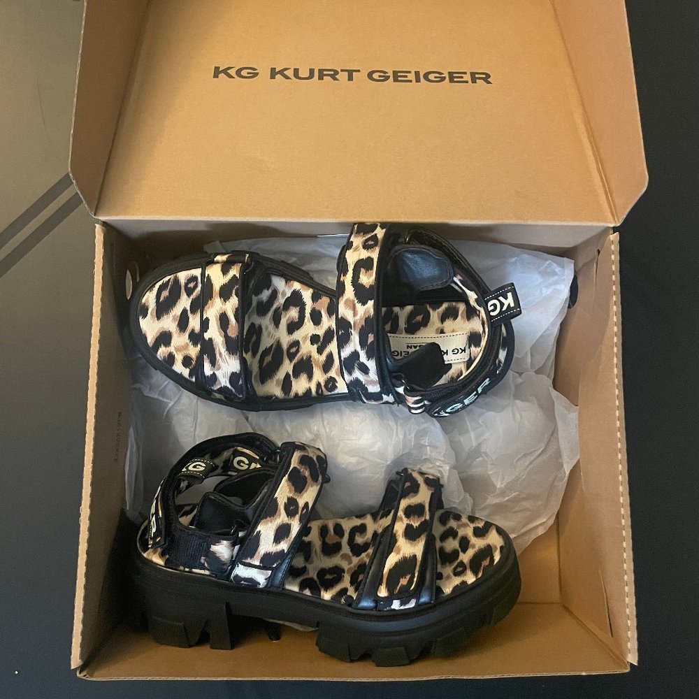 KG Kurt Geiger Trekker Lug Sole Sandal Size 6 (EUR 36) - Leopard Print